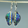 Natural Australian Solid Queensland Boulder Opal Gold Earrings