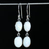 Natural Australian Solid Coober Pedy White Opal Silver Drop Earrings