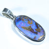 Queensland Boulder Opal Silver Pendant with Silver Chain (18.5mm x 10mm) Code - Y85