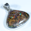 Australian Boulder Opal Matrix Silver Pendant with Silver Chain (13mm x 16mm)  Code - Y193