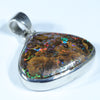 Australian Boulder Opal Matrix Silver Pendant with Silver Chain (13mm x 16mm)  Code - Y193