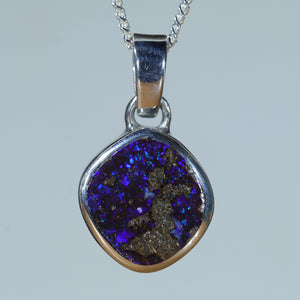 Natural Australian Boulder Opal Silver Pendant