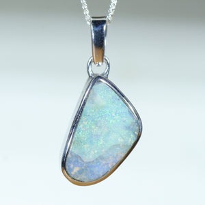 Natural Australian Boulder Opal Silver Pendant