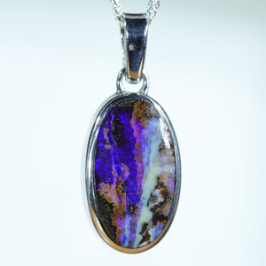 Natural Australian Boulder Opal Silver Pendant - Australian Opal Shop