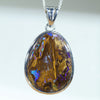 Natural Australian Solid Boulder Opal Matrix Silver Pendant