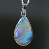 Natural Australian Solid Queensland Boulder Opal Silver Pendant