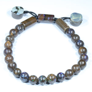 Natural Australian Boulder Opal Matrix Adjustable Bracelet