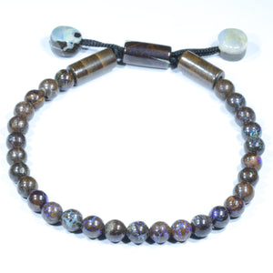 Natural Australian Boulder Opal Matrix Adjustable Bead Bracelet