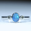 Natural Australian Boulder Opal Silver and Diamond Ring