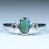 Natural Australian Boulder Opal Silver and Diamond Ring