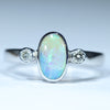 Natural Australian Boulder Crystal Opal Silver and Diamond Ring