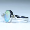 Sterling Silver - Solid Queensland Crystal Opal - Natural Diamonds