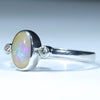 Australian Solid Boulder Opal and Diamond Silver Ring - Size 9 Code CC440