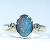 Natural Australian Solid Queensland Boulder Opal Gold and Natural Diamond Ring