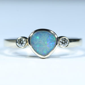 Natural Australian Boulder Opal Gold and Diamond Ring