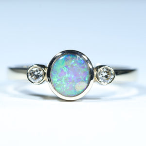 Natural Australian Boulder Opal Gold and Diamond Ring