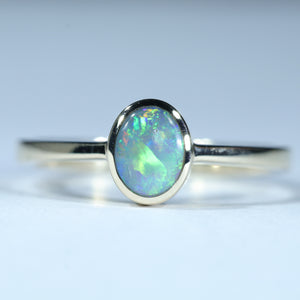 Natural Australian Boulder Opal Gold Ring