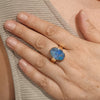 Natural Solid Australian Boulder Opal Gold Ring - Size 8.25 Code - V33