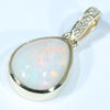 10k Gold - Solid Coober Pedy White Opal - Natural Diamonds