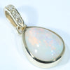 Coober Pedy Solid White Opal and Diamond Gold Pendant (11mm x 7mm ) Code - Z99