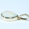 Coober Pedy Solid White Opal and Diamond Gold Pendant (11mm x 7mm ) Code - Z99