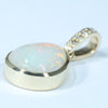 Coober Pedy Solid White Opal and Diamond Gold Pendant (11mm x 7mm ) Code - Z99