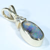 Natural Australian Boulder Opal and Diamond Gold Pendant (7mm x 4mm) Code - Z83