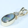 Natural Australian Boulder Opal and Diamond Gold Pendant (7mm x 4mm) Code - Z83