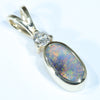 Natural Australian Boulder Opal and Diamond Gold Pendant (7mm x 4mm) Code - Z83