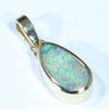 Natural Solid Australian Boulder Opal Gold Pendant (11mm x 5mm) Code - Z97