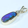 Natural Australian Boulder Opal and Diamond Gold Pendant (11mm x 5mm) Code - Z94