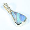 Natural Australian Boulder Opal and Diamond Gold Pendant (11mm x 7mm) Code - Z93