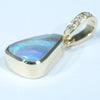 Natural Australian Boulder Opal and Diamond Gold Pendant (11mm x 7mm) Code - Z93