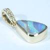 Natural Australian Boulder Opal and Diamond Gold Pendant (11mm x 7mm) Code - Z93