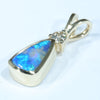 Natural Australian Boulder Opal and Diamond Gold Pendant (8.5mm x 5mm) Code - Z102