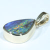 Natural Solid Australian Boulder Opal Gold Pendant (12mm x 8.5mm) Code - Z101