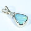 Natural Australian Boulder Opal and Diamond Gold Pendant (7.5mm x 6.5mm) Code - Z98