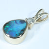 10k Gold - Solid Queensland Boulder Opal - Natural Diamond