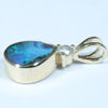 Natural Australian Boulder Opal and Diamond Gold Pendant (8.5mm x 7.5mm) Code - Z86