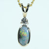 Natural Australian Boulder Opal Gold and Diamond Pendant