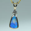 Natural Australian Boulder Opal Gold and Diamond Pendant