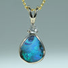 Natural Australian Boulder Opal Gold and Diamond Pendant