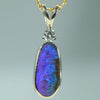 Natural Australian Boulder Opal Gold and Diamond Pendant