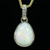 Gold Solid White Opal and Diamond Pendant - Great Opal Gift Idea