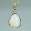 Natural Australian White Opal Gold and Diamond Pendant 