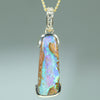 Natural Australian Queensland Pipe Opal Gold and Diamond Pendant