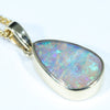 Natural Solid Australian Boulder Opal Gold Pendant (13mm x 9mm) Code - Z107