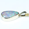 Natural Solid Australian Boulder Opal Gold Pendant (13mm x 9mm) Code - Z107