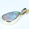 Natural Solid Australian Boulder Opal Gold Pendant (13mm x 9mm) Code - Z107