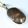 Queensland Boulder Opal Matrix Gold Pendant (23mm x 16mm) Code - Z63